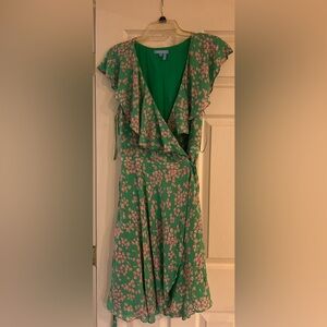 Draper James pink and green floral wrap dress NWT